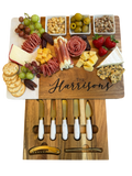Quartz & Acacia Modern Charcuterie Board Set 16 pcs Laser Engraved Cheese Board And Knife Set Realtor Closing gift Custom Christmas Wedding
