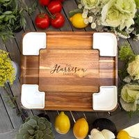 Expanding Personalized Charcuterie Board Cheese Board & Knife Set w/ Drawers Realtor Closing gift Custom Charcuterie Christmas Wedding Gift