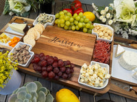 Expanding Personalized Charcuterie Board Cheese Board & Knife Set w/ Drawers Realtor Closing gift Custom Charcuterie Christmas Wedding Gift