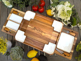 Expanding Personalized Charcuterie Board Cheese Board & Knife Set w/ Drawers Realtor Closing gift Custom Charcuterie Christmas Wedding Gift