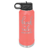 CRNA Appreciation Laser Engraved 32 oz Insulated Water Bottle with Straw, Personalized, Custom Stainless Steel Sports Water Bottle