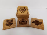 Los Angeles Kings inspired bamboo coasters (set of 4) with Caddy