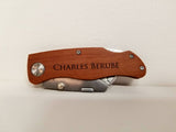 Custom Engraved 4" Wooden Utility knife Personalized, gift for him, Construction Gift, Personalized Knife