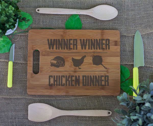 Video Game inspired cutting board, Cheese board, Gift for him, Gaming, Video Game, Home Decor, Winner Winner Chicken Dinner,