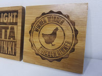 Video Game inspired bamboo coasters, set of 4 w/ caddie, Gift for him, Best friend gift, Home decor