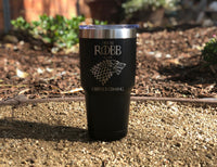 Game of Thrones Inspired-Personalized Insulated 32 oz Tumbler-Made to Order-Fully Customizable, Gift for him, Gift for her, Coffee is coming