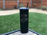 Game of Thrones Inspired-Personalized Insulated 20 oz skinny Tumbler-Made to Order-Fully Customizable, Gift for her, Coffee is coming