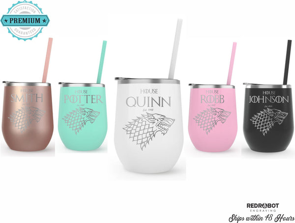 Game of Thrones Inspired-Personalized Insulated 12 oz Wine Tumbler-Made to Order-Fully Customizable, Gift for her
