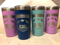 RV There Yet?, Travel trailer, camping, Motor Home, RV personalized Laser Engraved 20 oz Insulated Tumbler