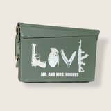 Father’s Day gift, LOVE Personalized Engraved Ammo Can Storage Box Custom, Love spelled out with Armaments, Groomsman Gift, Perfect Gift for Dad (30 Cal)
